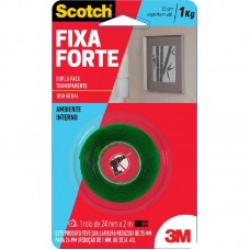 9164 - Fita Dupla Face Scotch Fixa Forte Transparente 24MM X 2MT - 3M