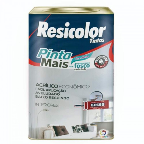 TINTA ACRILICA INTERNA ECONOMICA  BRANCO 18 LITROS FUNDO GESSO RESICOLOR