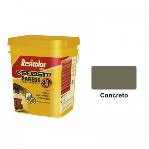 TINTA ACRILICA EMBORRACHADA VEDASIM CONCRETO 18KG PINTURA IMPERMEAVEL BORRACHA LIQUIDA RESICOLOR