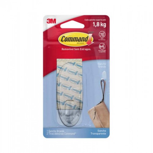 GANCHO ADESIVO 3M TRANSPARENTE GD SUPORTA 1,8KG HB004324586