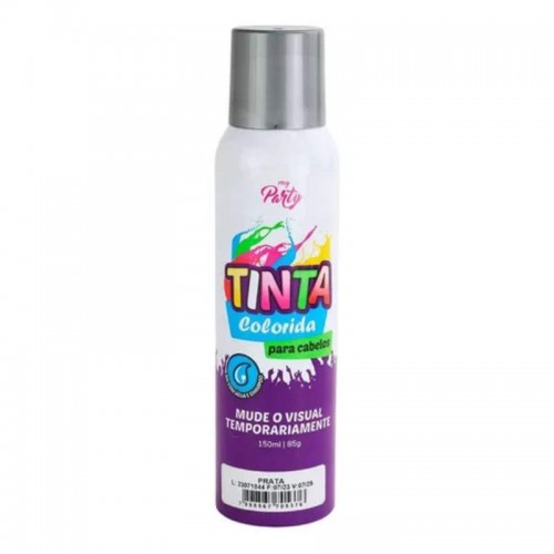 TINTA SPRAY P/CABELO TEMPORARIA PRATA 150ML MY PARTY