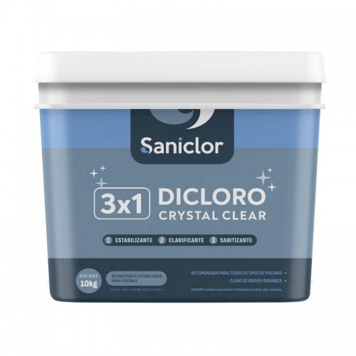 CLORO MULTI ACAO 3X1GRANULADO 10KG DICLORO CRYSTAL CLEAR  SANICLOR