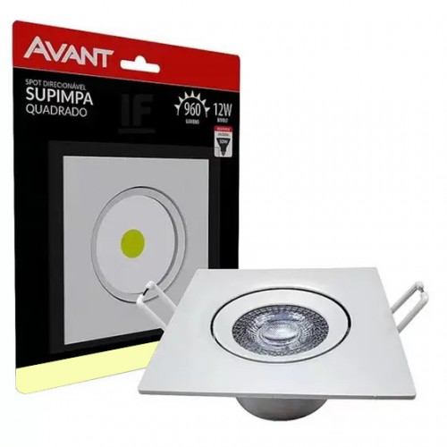 Spot LED Embutir Quadrada 12w Amarela-3000K - Avant