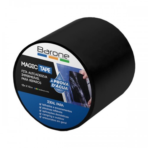 FITA AUTOADESIVA EMBORRACHADA PRETA 10CMX1,5MT MAGIC TAPE BARONE