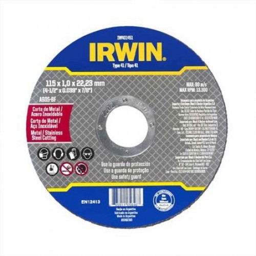 DISCO CORTE P/INOX FINO 4.1/2 PROF IRWIN