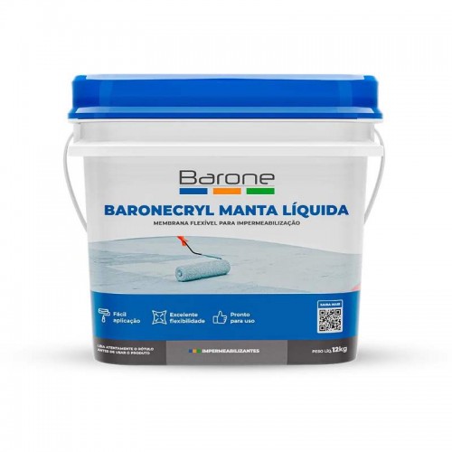 MANTA LIQUIDA IMPERMEABIZANTE LAJE BRANCA 4KG BARONECRYL BARONE