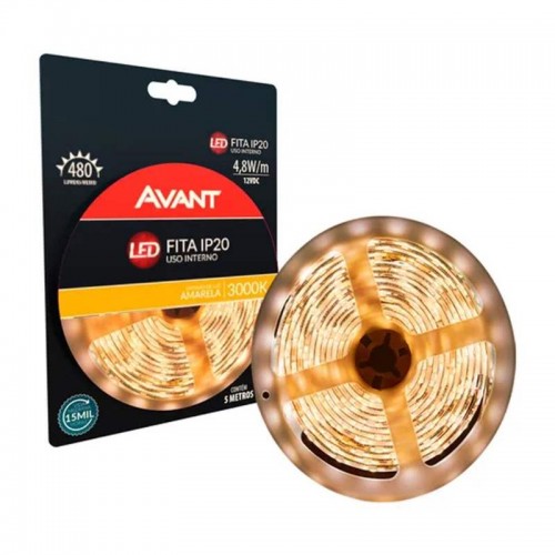 FITA LED 4,8W IP20 C/FONTE 3000K 5MT AVANT