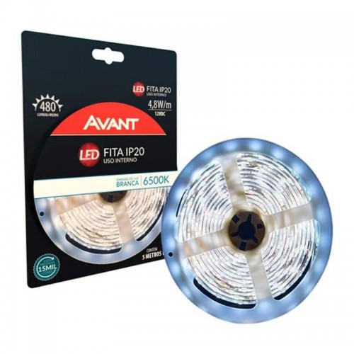 FITA LED 4,8W IP20 C/FONTE 6500K 5MT AVANT