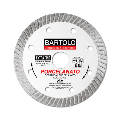 DISCO DIAMANTADO PORCELANATO 110MM EXTRA FINO 4.1/2 BARTOLO