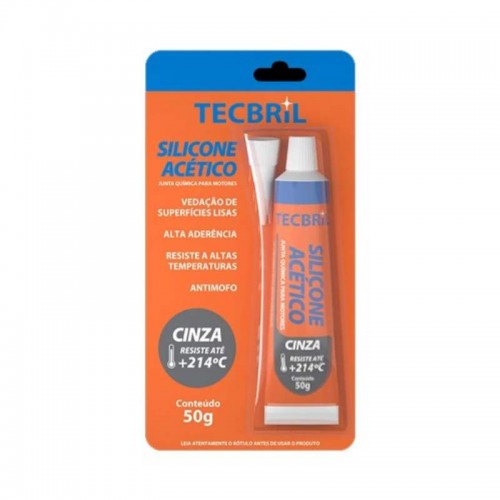 COLA SILICONE ACETICO 50GR ENCARTELADO CINZA ALTA TEMPERATURA TECPRO