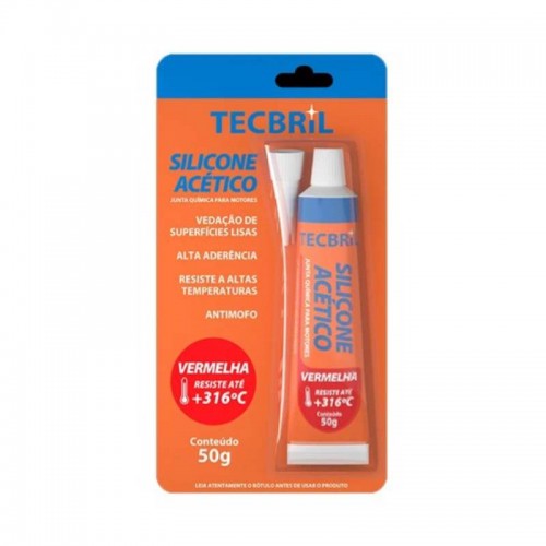 COLA SILICONE ACETICO 50GR ENCARTELADO VERMELHO ALTA TEMPERATURA TECPRO