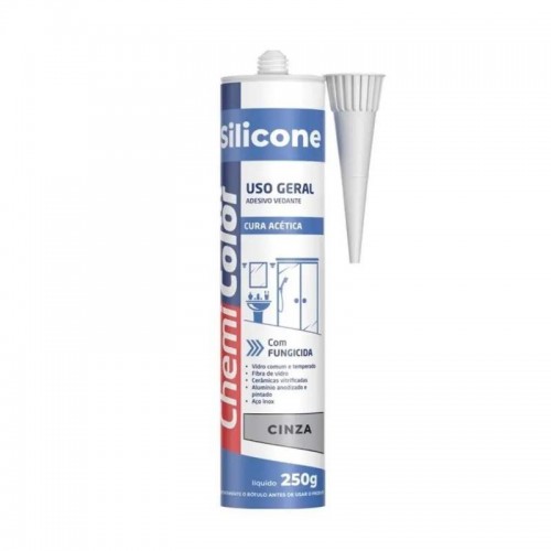 COLA SILICONE ACETICO TUBO 250GR CINZA CHEMICOLOR