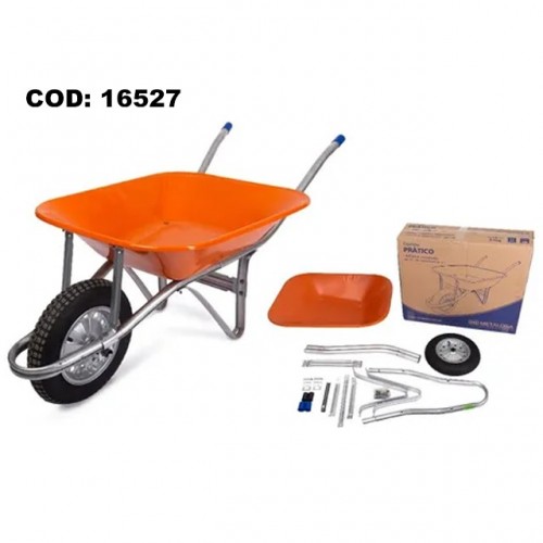 CARRINHO PEDREIRO 60LITROS LARANJA 3,25X8 CH26 METALOSA ( NA CAIXA )