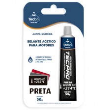 16505 - COLA SILICONE ACETICO 50GR ENCARTELADO PRETO ALTA TEMPERATURA TECPRO