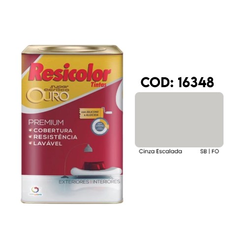 TINTA ACR.PREMIUM OURO 18L CINZA ESCALADA FOSCO RESICOLOR 