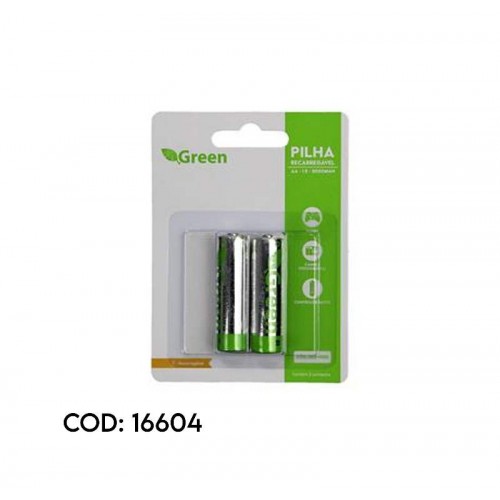 PILHA RECARREGAVEL C/2 AA 1,2V 2000MAH 