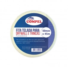 16608 - FITA TELADA VEDA TRINCA/FISSURA ADESIVA 50MMX45MT COMPEL