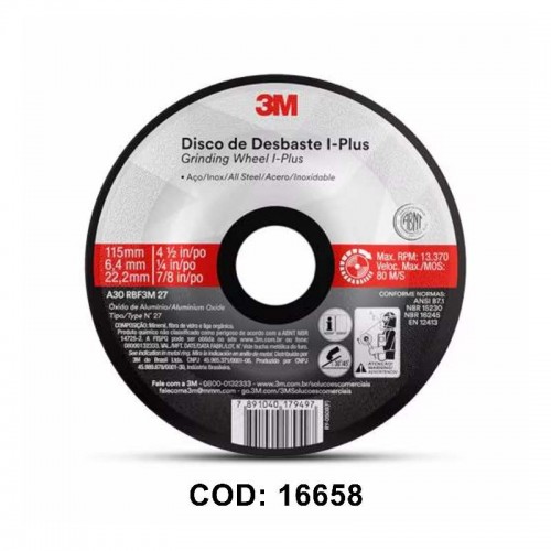 DISCO MULTI-USO CORTE ACO/DESBASTE 4.1/2 3M