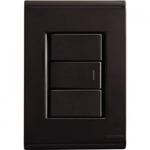 CONJUNTO LIZ 4X2 C/PLACA 1 SIMPLES BLACK GRAFITE 57173001 TRAMONTINA