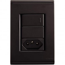 16684 - CONJUNTO LIZ 4X2 C/PLACA 1SIMPLES+TOMADA 10A BLACK GRAFITE 57173064 TRAMONTINA