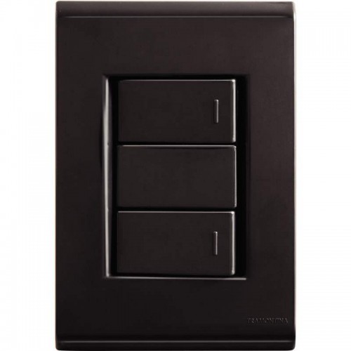 CONJUNTO LIZ 4X2 C/PLACA 2 SIMPLES BLACK GRAFITE 57173040 TRAMONTINA