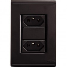 16686 - CONJUNTO LIZ 4X2 C/PLACA 2 TOMADAS DISTANCIADAS 20A BLACK GRAFITE 57173066 TRAMONTINA