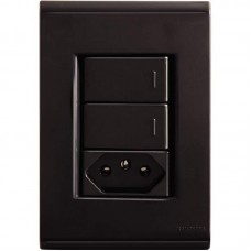 16689 - CONJUNTO LIZ 4X2 C/PLACA 2 SIMPLES+TOMADA 10A BLACK GRAFITE 57173073 TRAMONTINA