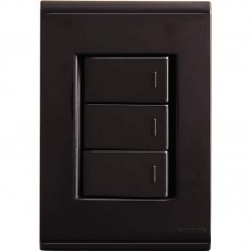16687 - CONJUNTO LIZ 4X2 C/PLACA 3 SIMPLES BLACK GRAFITE 57173070 TRAMONTINA