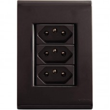 16690 - CONJUNTO LIZ 4X2 C/PLACA 3 TOMADAS 10A BLACK GRAFITE 57173076 TRAMONTINA