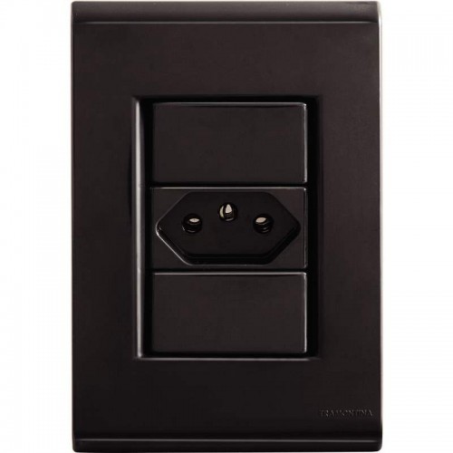 CONJUNTO LIZ 4X2 C/PLACA TOMADA 10A BLACK GRAFITE 57173010 TRAMONTINA 