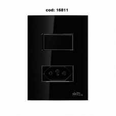 16811 - CONJUNTO ON BLACK 4X2 C/PLACA 1SIMPLES+TOMADA 10A 49011 MECTRONIC