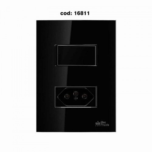 CONJUNTO ON BLACK 4X2 C/PLACA 1SIMPLES+TOMADA 10A 49011 MECTRONIC