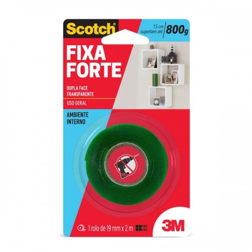 Fita Dupla Face Scotch Fixa Forte Transparente 19MM X 2MT - 3M